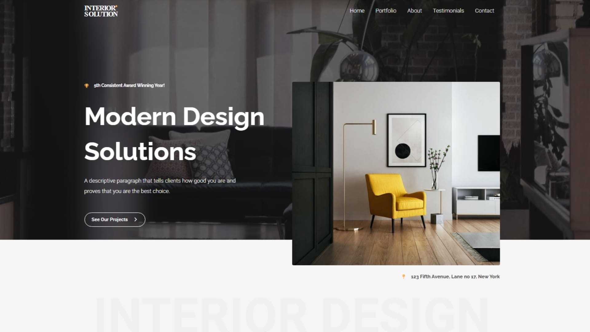 Free websites ireland (23) - Heaventree Website Design A stylish modern living room featuring a yellow accent chair, a minimalist wall art piece, and elegant flooring, showcasing interior design solutions for contemporary homes.